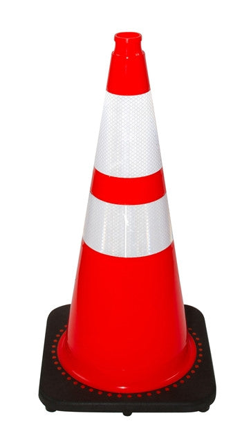 Orange 28" Cone with 2 Reflective Collars 10 Lbs Base