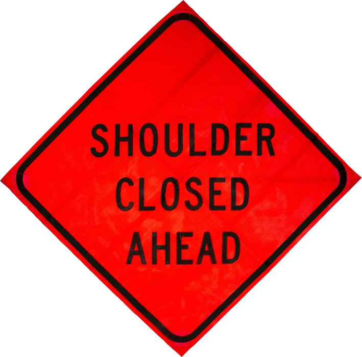 (W21-5) Shoulder Closed Ahead 48"x48" Roll up Sign (Mesh)