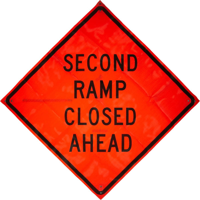 W20-3 2nd Ramp Closed Ahead 48"x48" Roll up Sign (Reflective)