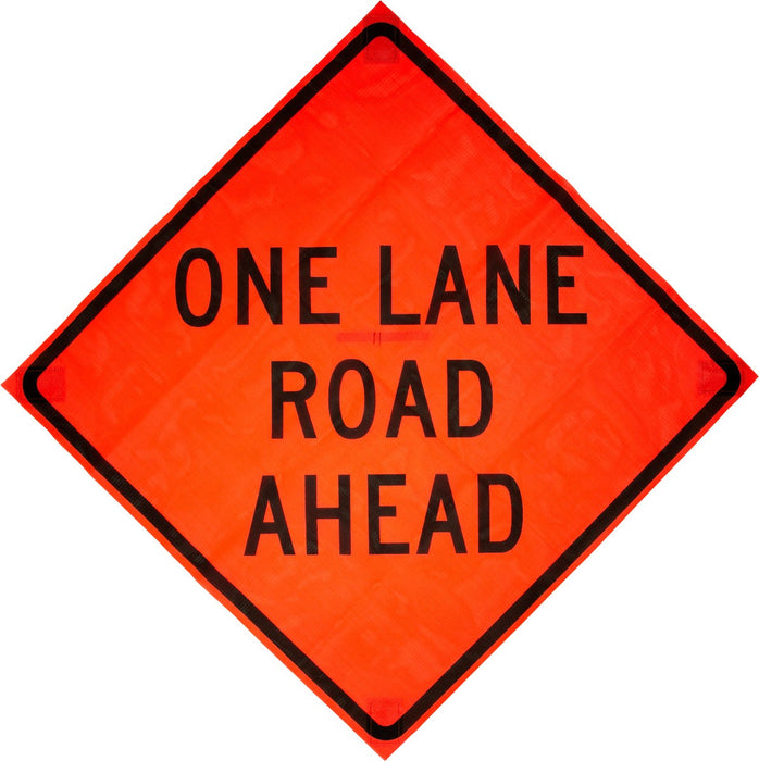 W20-4 One Lane Road Ahead 48"x48" Roll up Sign (Reflective)