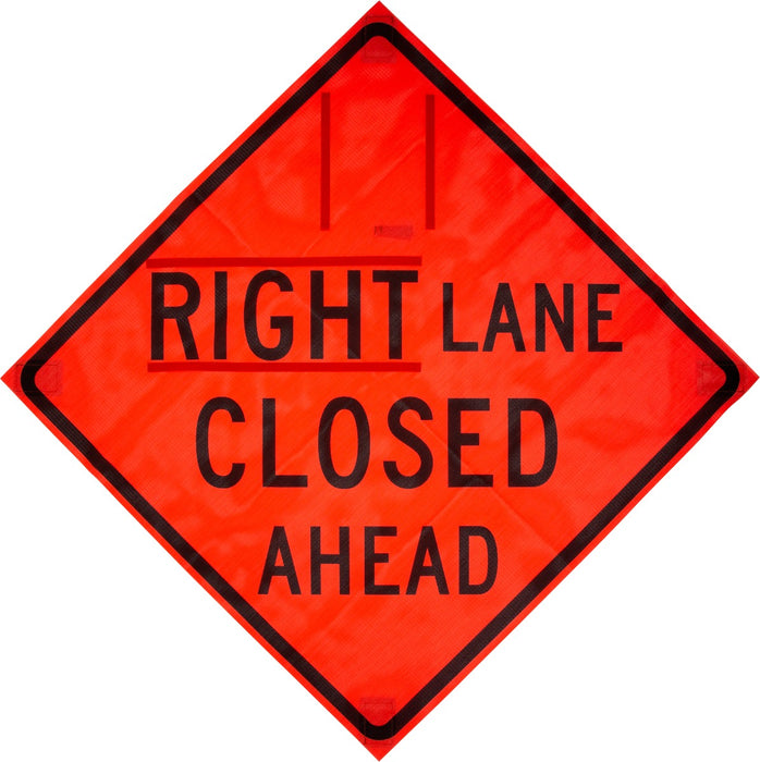W20-5 Right Lane Closed Ahead 48"x48" Roll up Sign (Mesh)