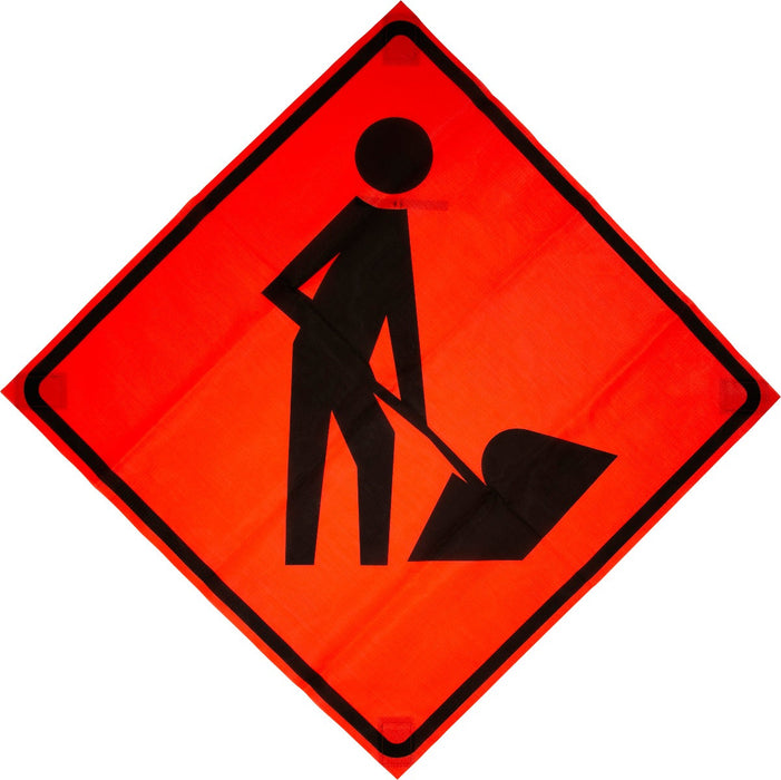 W21-1a Workers Ahead Symbol 48"x48" Roll up Sign (Reflective)