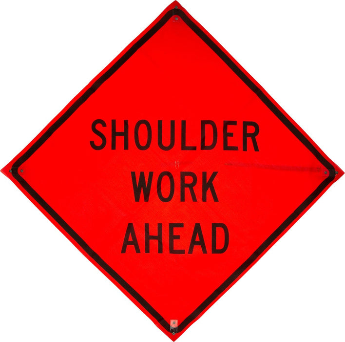 W21-5 Shoulder Work Ahead 48"x48" Roll up Sign (Reflective)