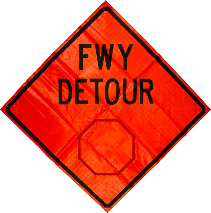 (SC9ca) Freeway Detour w/ Patch 48"x48" Roll up Sign ( Full Reflective)