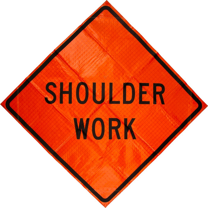 (W21-5) Shoulder Work 48"x48" Roll up Sign (Reflective)