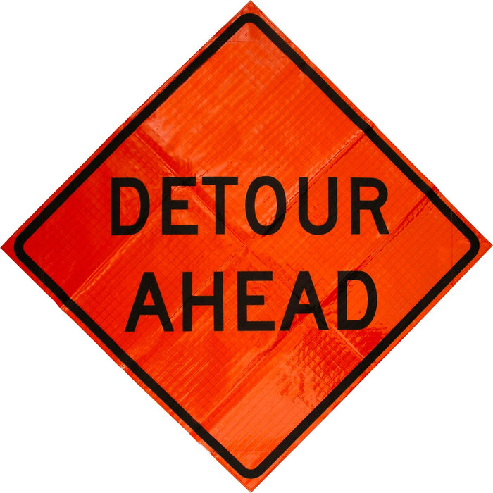 W20-2 Detour Ahead 48"x48" Roll up Sign (Mesh)