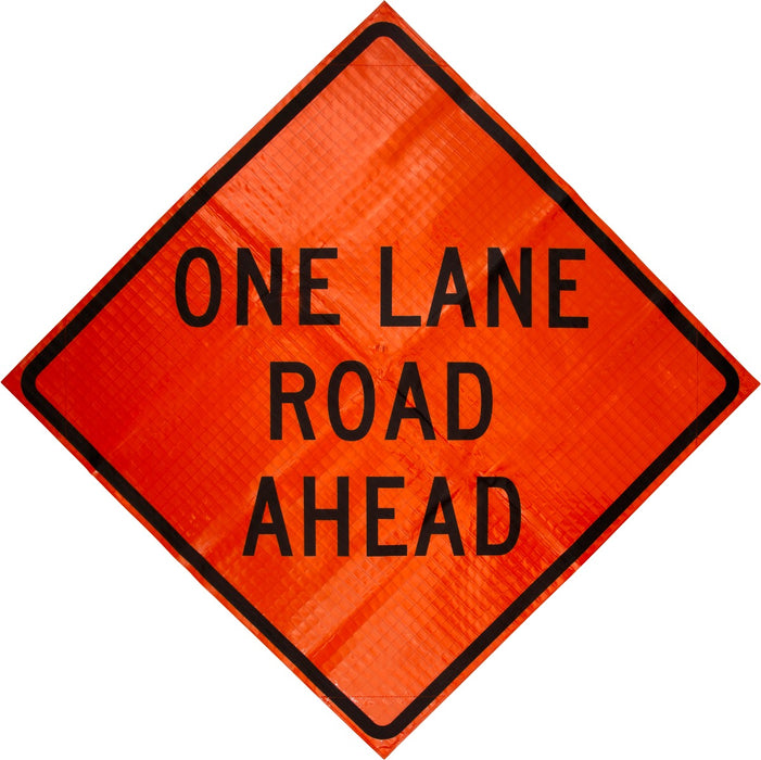 W20-4 One Lane Road Ahead 48"x48" Roll up Sign (Mesh)