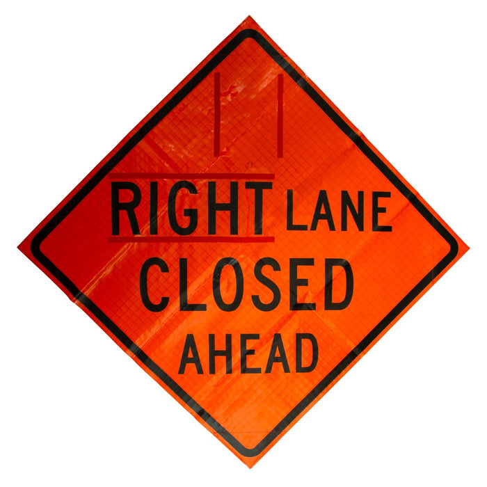 W20-5 Right Lane Closed Ahead 48"x48" Roll up Sign (Mesh)