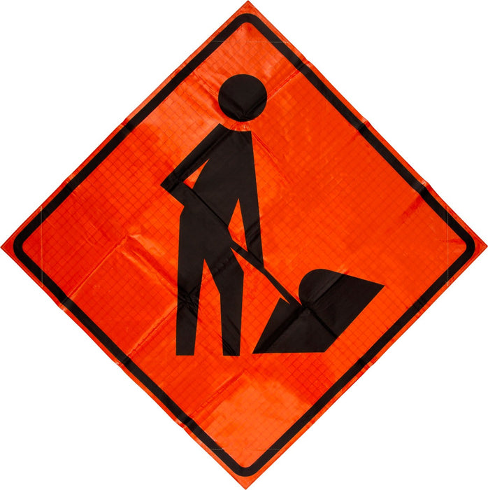 W21-1a Workers Ahead Symbol 48"x48" Roll up Sign (Reflective)