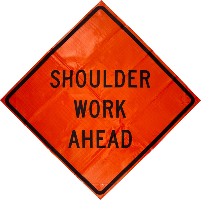 W21-5 Shoulder Work Ahead 48"x48" Roll up Sign (Mesh)