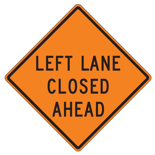 W20-5L Left Lane Closed Ahead