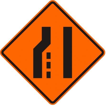 W4-2(L) Left Lane Ends Merge Right Symbol