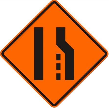 W4-2 (R) Right Lane Ends Merge Left Symbol