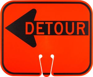 M4-10L ~ Detour Left ~ Cone Mount Sign 