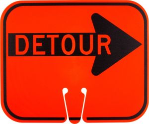 M4-10R ~ Detour Right ~ Cone Mount Sign 