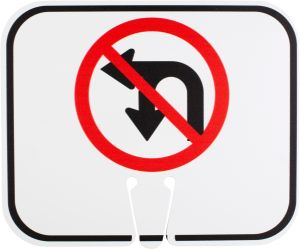 R3-18 ~ No Left No U Turn~ Cone Mount Sign 