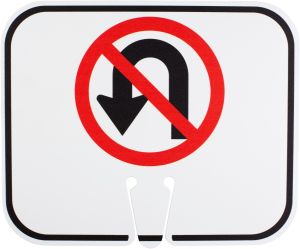 R3-4 ~ No U Turn~ Cone Mount Sign 