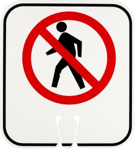 R9-3a ~ No Pedestrians Symbol ~ Cone Mounted Sign