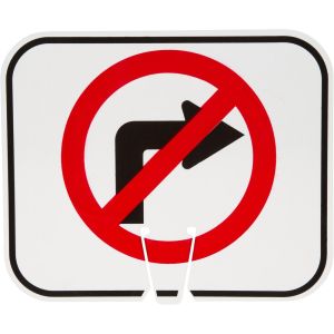 R3-1 ~ No Right Turn ~ Cone Mount Sign 
